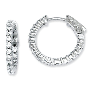 Sterling Silver CZ Round Hoop Earrings