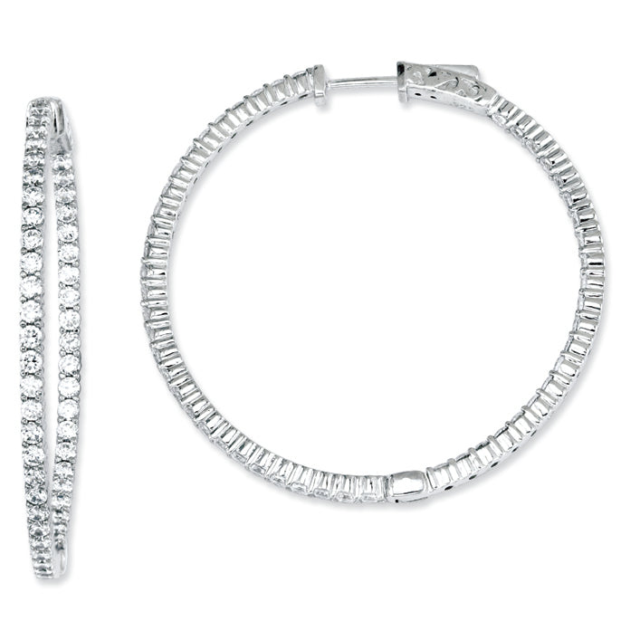 Sterling Silver CZ Round Hoop Earrings