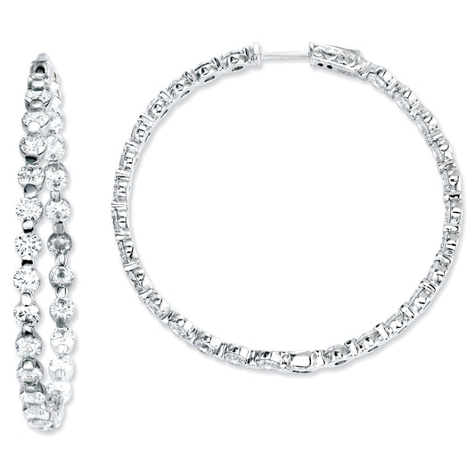 Sterling Silver CZ Round Hoop Earrings