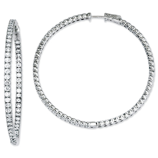 Sterling Silver CZ Round Hoop Earrings