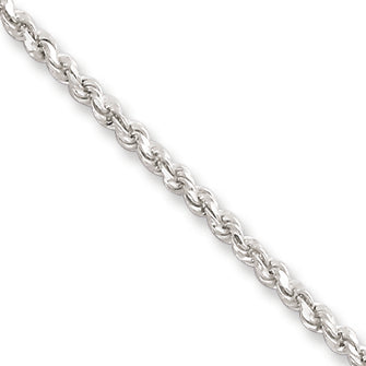 Sterling Silver Adjustable Diamond-Cut Rope Anklet
