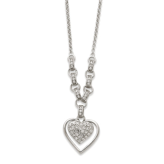 Sterling Silver CZ Heart Necklace