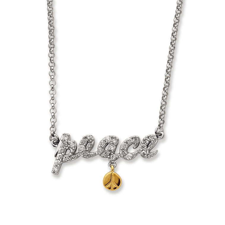 Sterling Silver & Vermeil CZ Peace Necklace