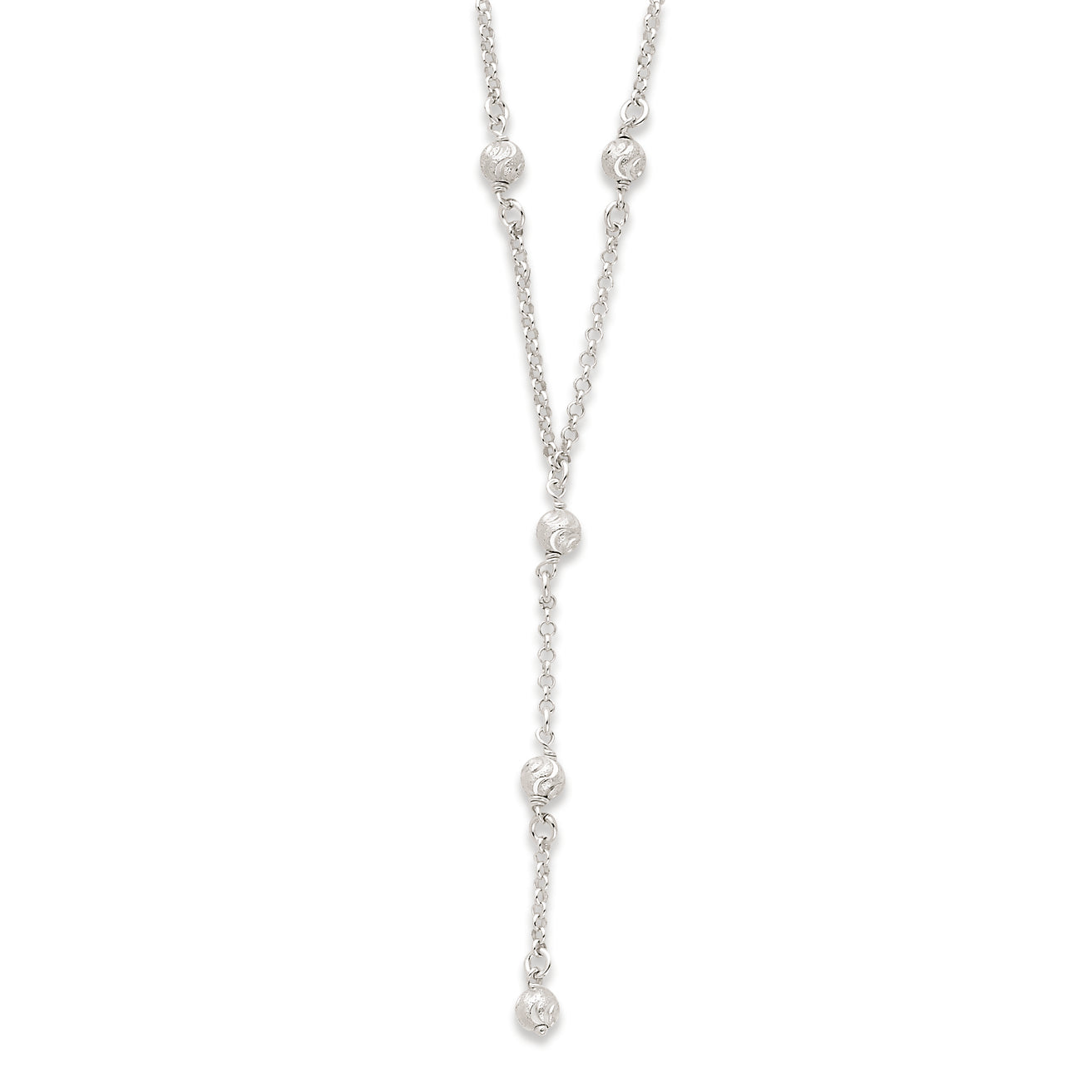 Sterling Silver Diamond Cut Polished Drop Necklace