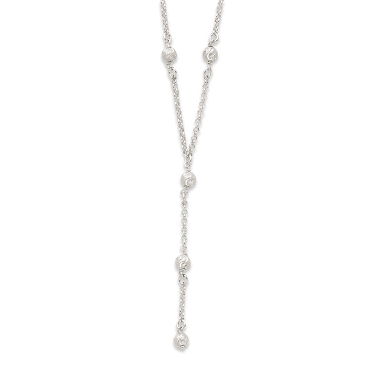 Sterling Silver Diamond Cut Polished Drop Necklace