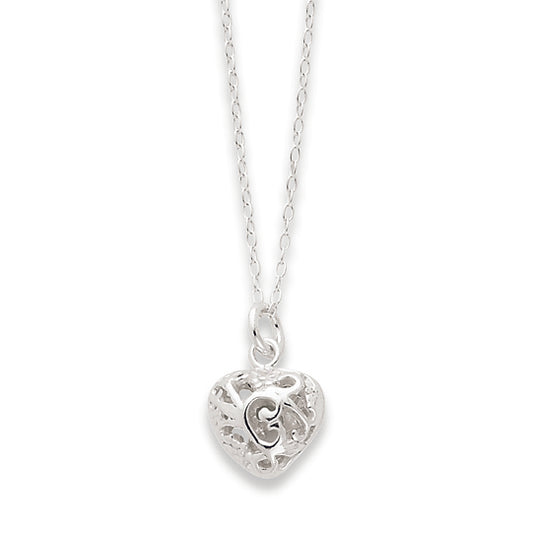 Sterling Silver Polished Puffed Heart Necklace