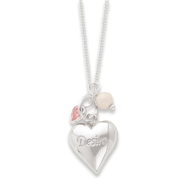 Sterling Silver Desire CZ & Pearl Heart Necklace