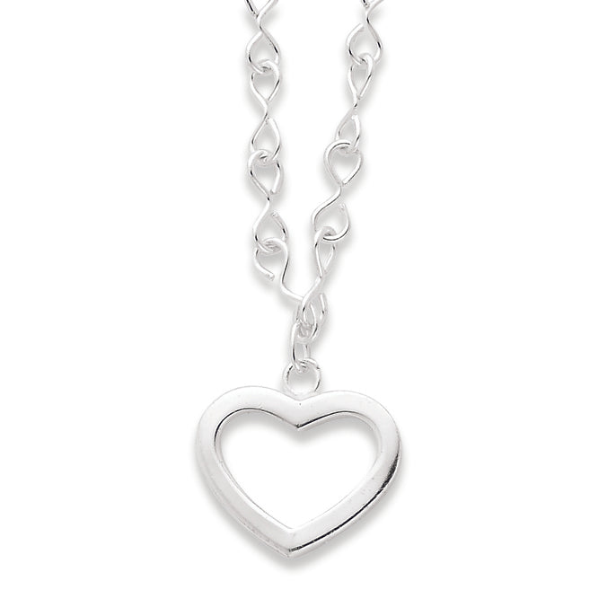 Sterling Silver Open Heart Necklace