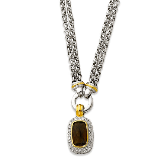 Sterling Silver Gold-plated CZ Necklace