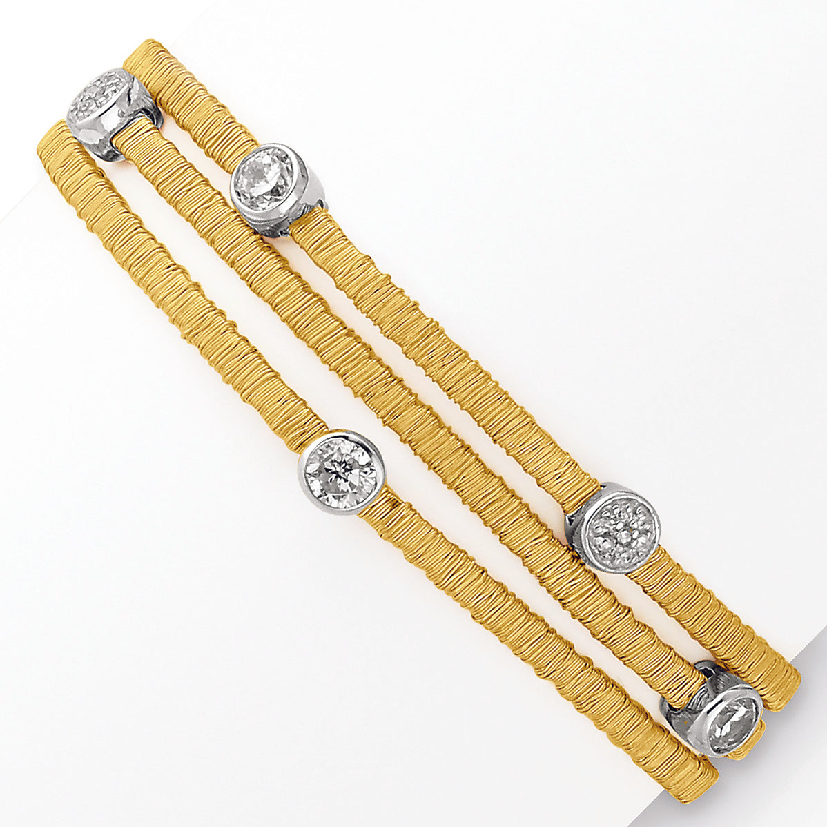 Stainless Steel & Sterling Silver Gold-Plated CZ Bracelet