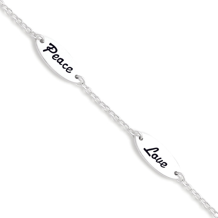 Sterling Silver Peace & Love Bracelet