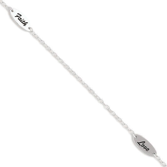 Sterling Silver Faith-Love Bracelet