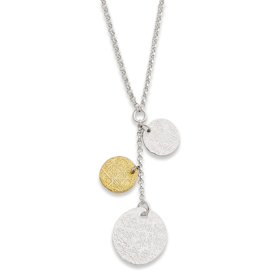 Sterling Silver & Vermeil Textured Circle Drop Necklace