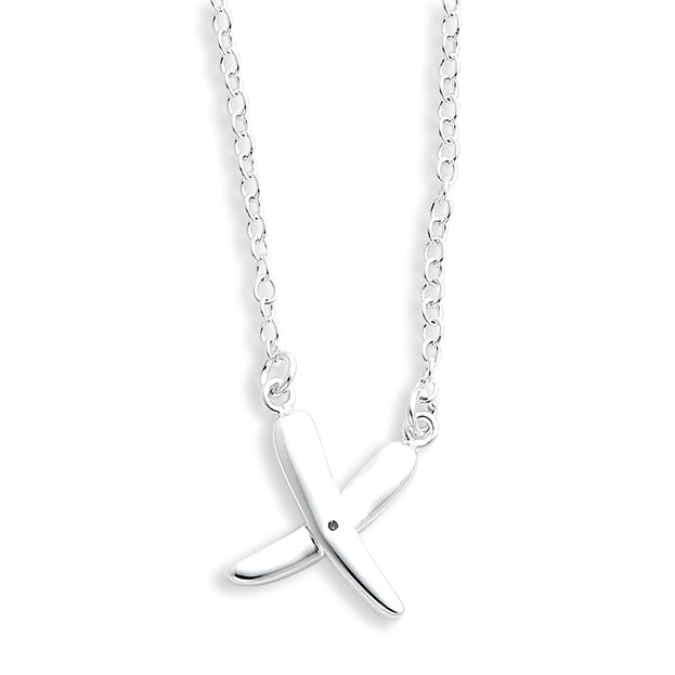 Sterling Silver Diamond Accent X Pendant 18in Necklace