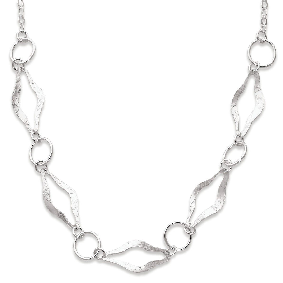 Sterling Silver Polished & Textured Fancy Necklace