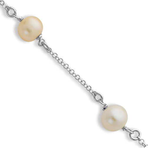 Sterling Silver White & Pink Cultured Freshwater Pearl Bracelet