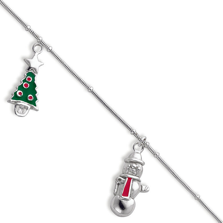 Sterling Silver Enameled Holiday Bracelet