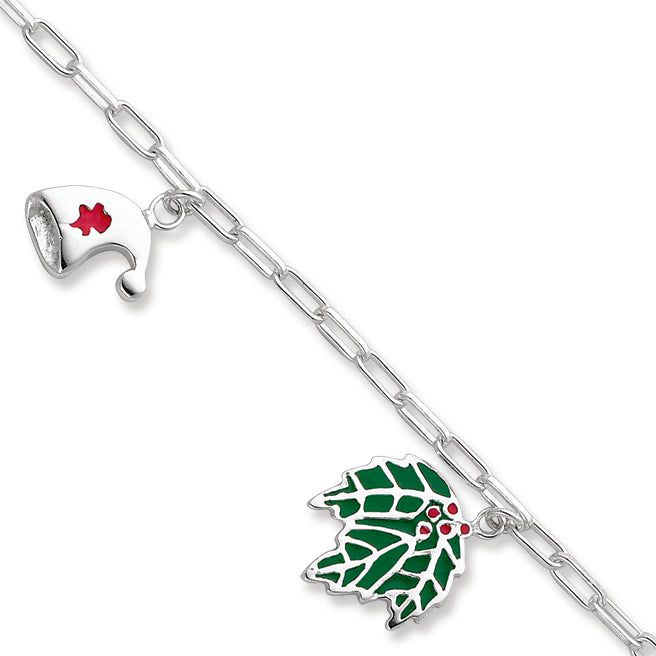 Sterling Silver Enameled Holiday Bracelet