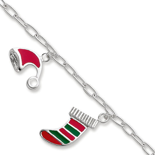 Sterling Silver Enameled Holiday Bracelet