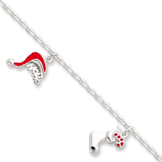 Sterling Silver Enameled Holiday Bracelet