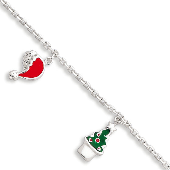 Sterling Silver Enameled Holiday Bracelet