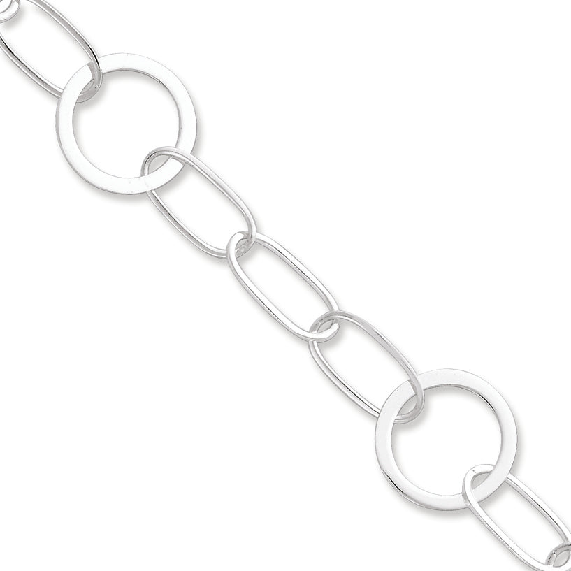 Sterling Silver Circle & Oval Polished Bracelet