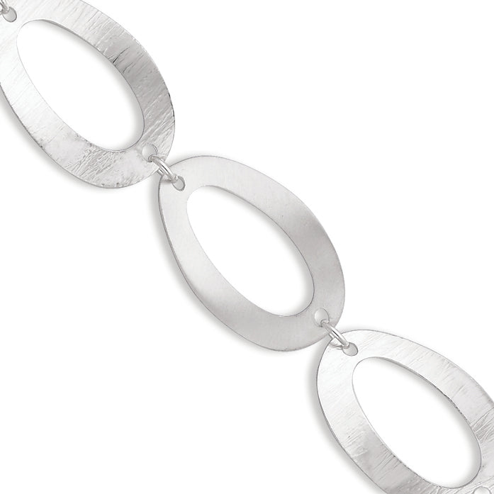 Sterling Silver Polished Satin & Textured Fancy Link Bracelet