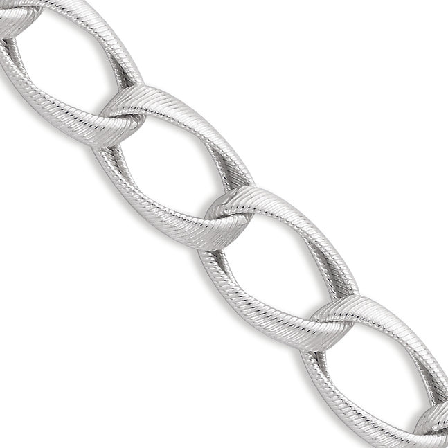 Sterling Silver Polished & Textured Fancy Link Bracelet