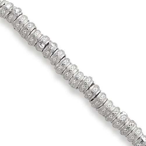 Sterling Silver Polished Satin & Textured Toggle Bracelet