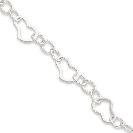 Sterling Silver Heart Link Bracelet