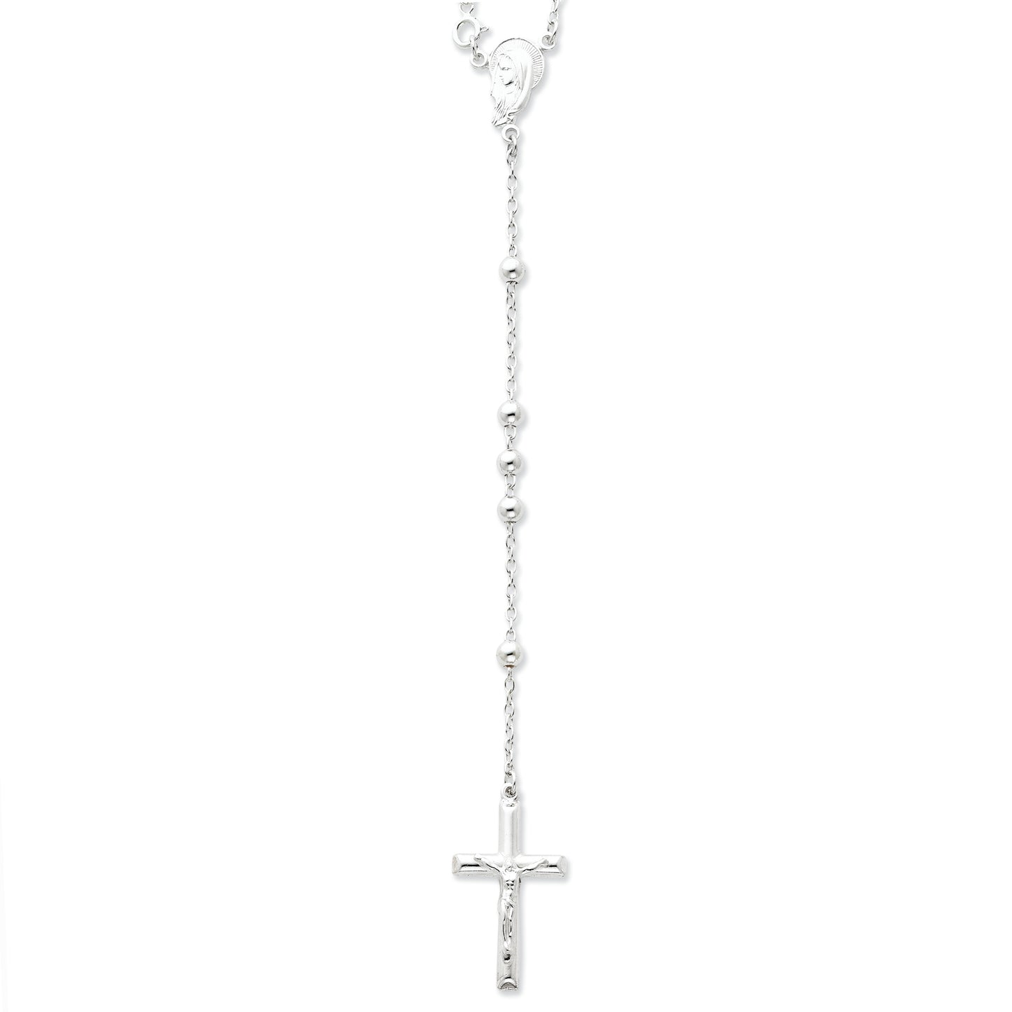 Sterling Silver Polished Rosary Necklace