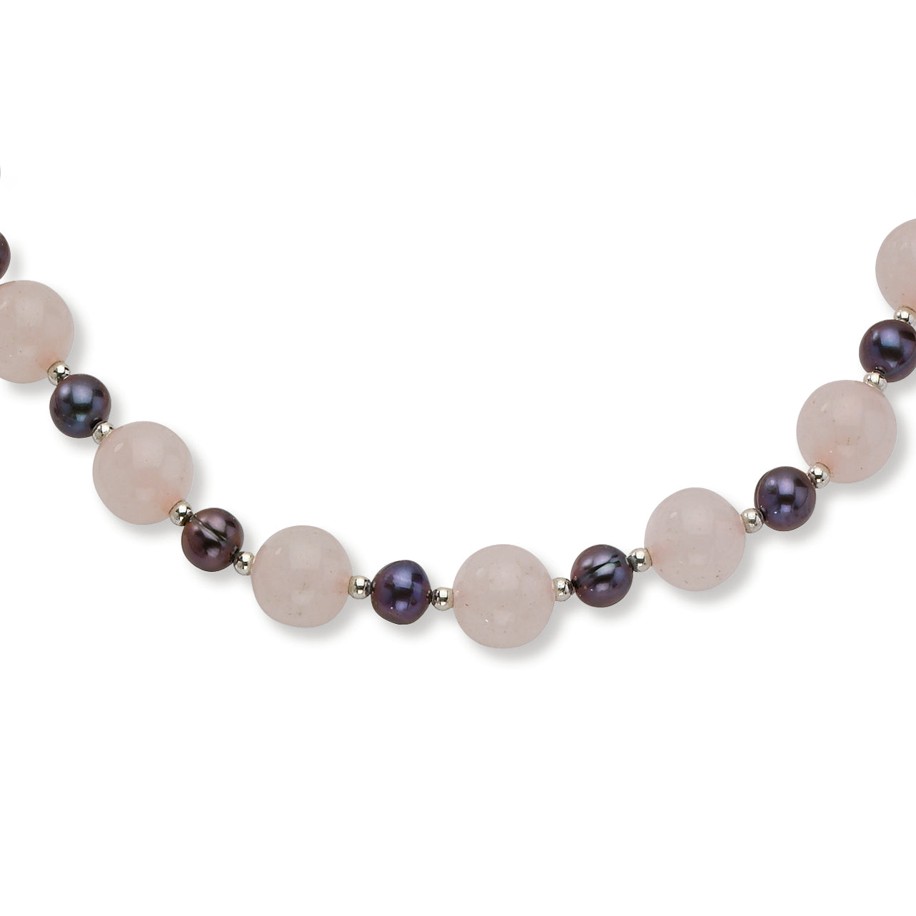 Sterling Silver Freshwater Cultured Pearl-Rose Quartz Necklace