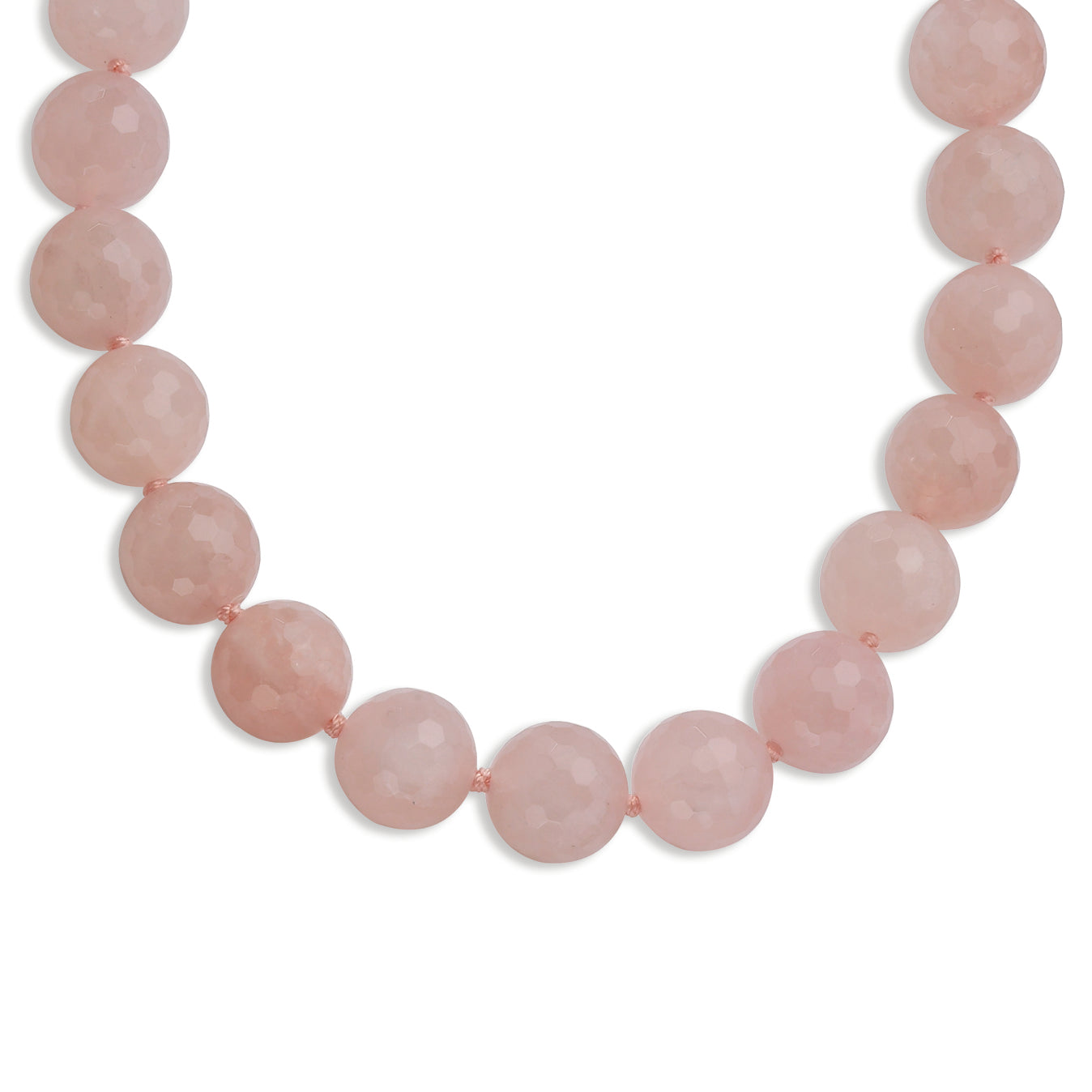 Sterling Silver 14-14.5mm Faceted Rose Quartz Necklace