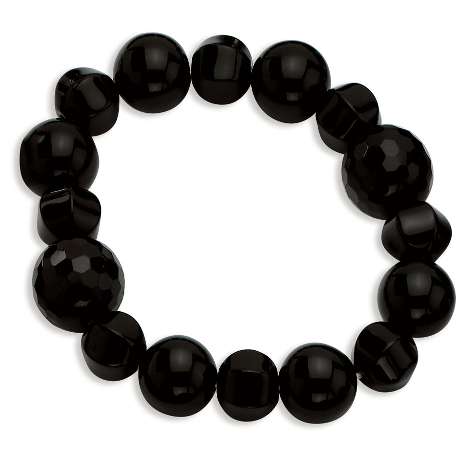 Sterling Silver 13mm Black Agate & 14 & 16mm Onyx Necklace