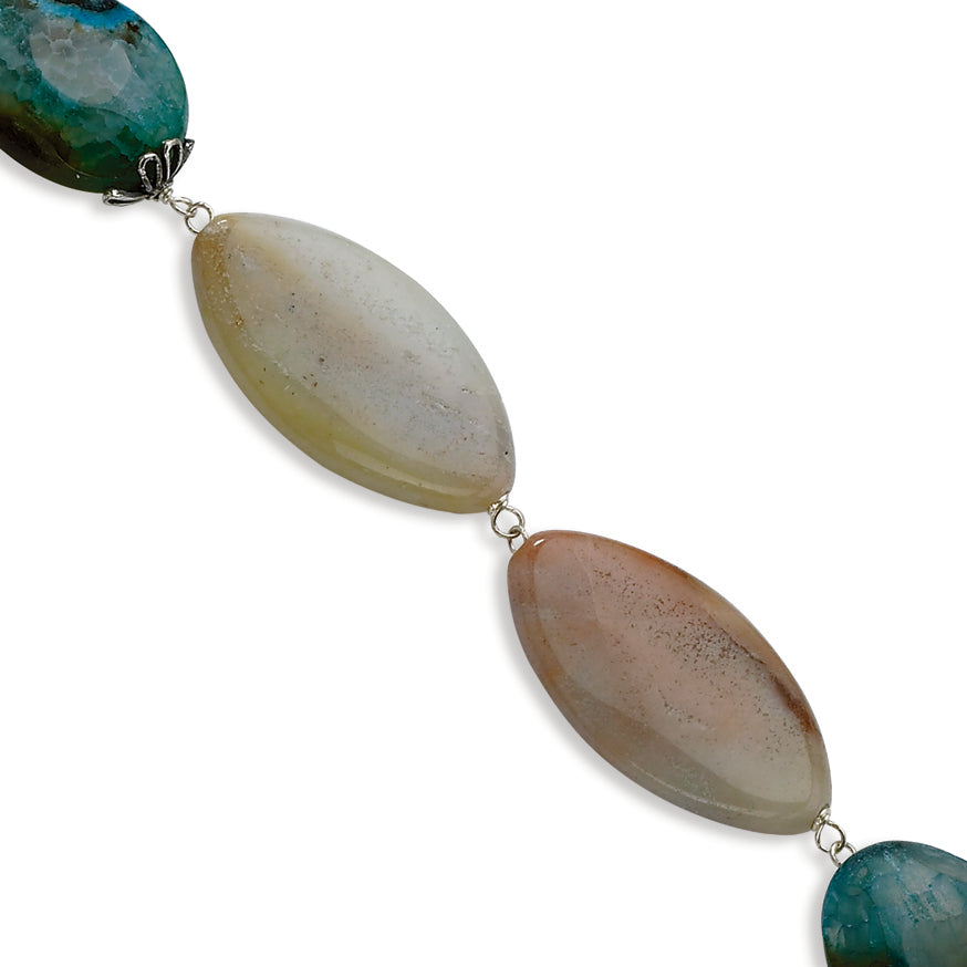 Sterling Silver Amazonite & Crack Agate Bracelet