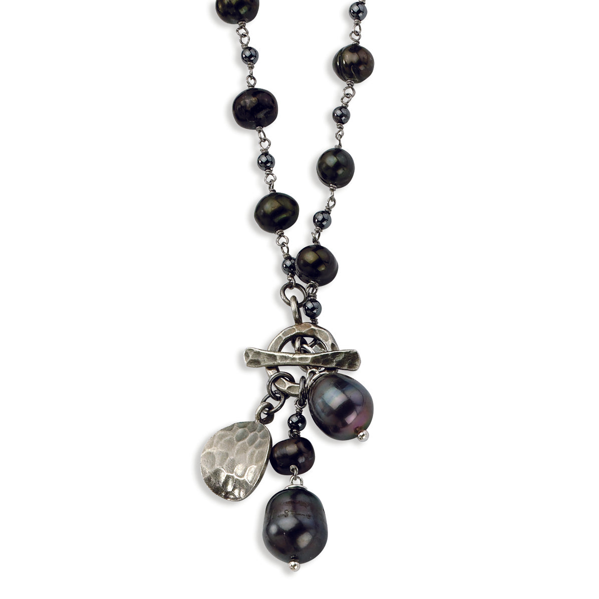 Sterling Silver Hematite-Freshwater Cultured Pearl Necklace