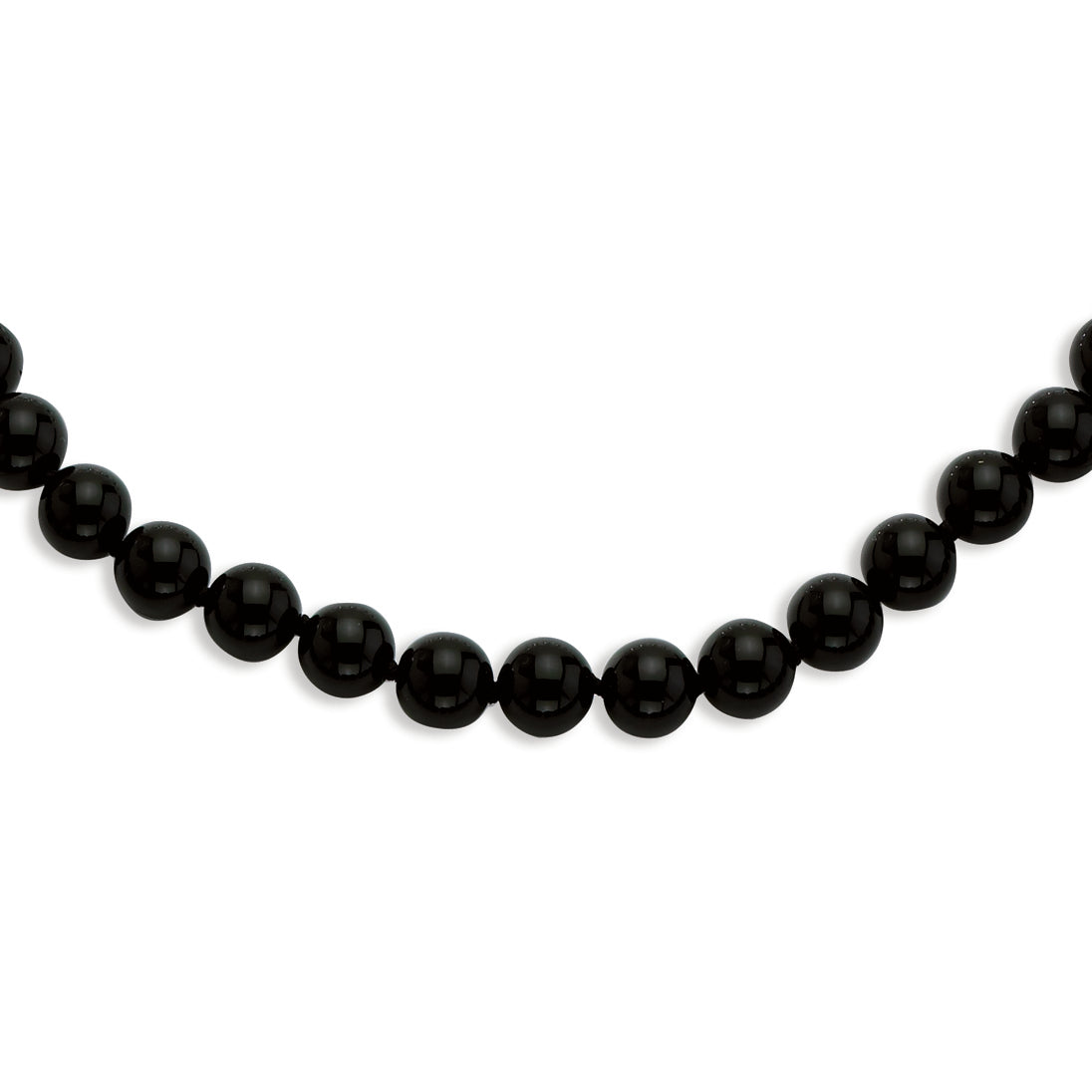 8-8.5mm Smooth Beaded Black Agate Necklace
