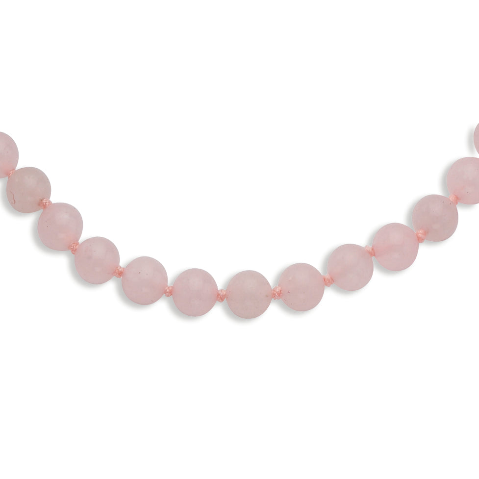 8-8.5mm Smooth Beaded Rose Quartz Necklace