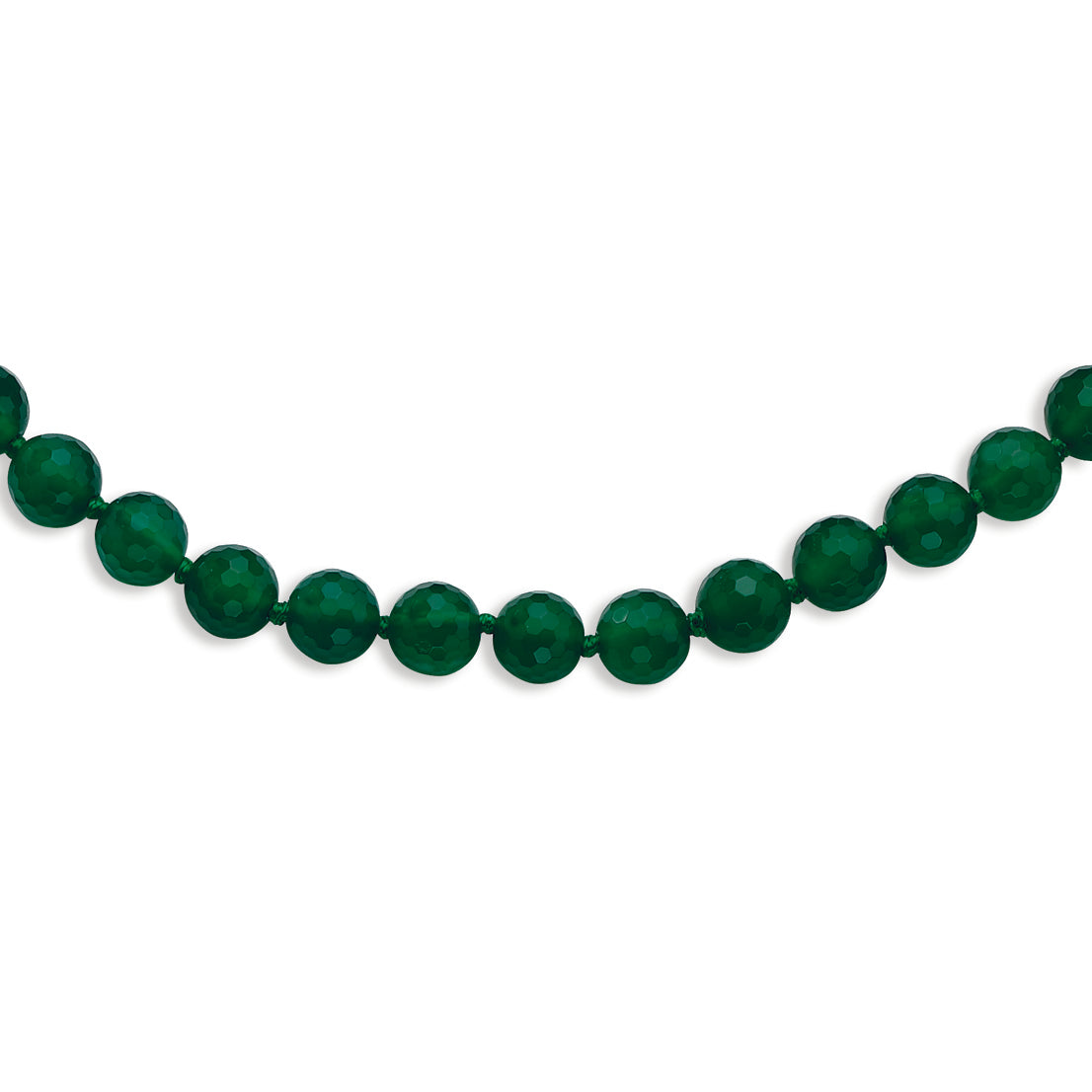 8-8.5mm Faceted Emerald Green Agate Necklace