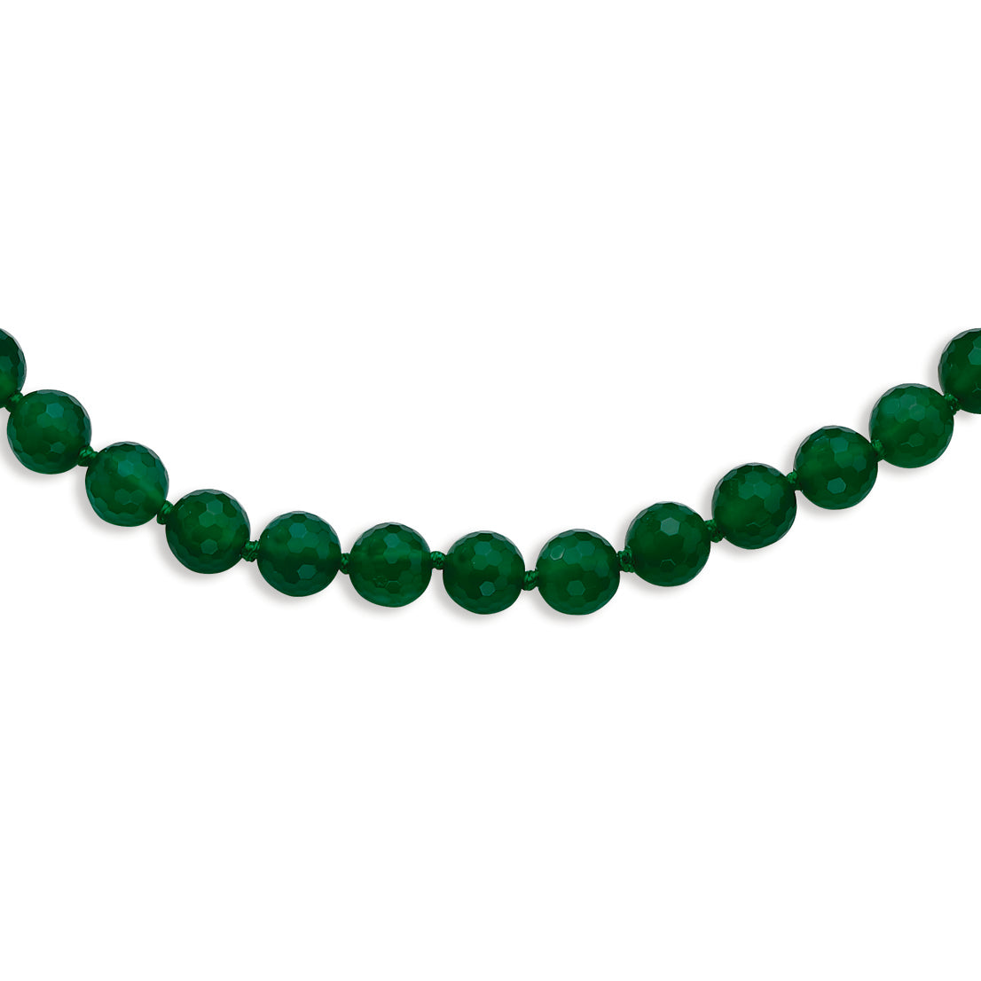 8-8.5mm Faceted Emerald Green Agate Necklace