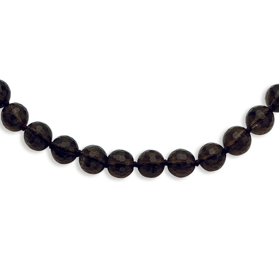 8-8.5mm Faceted Smokey Quartz Necklace