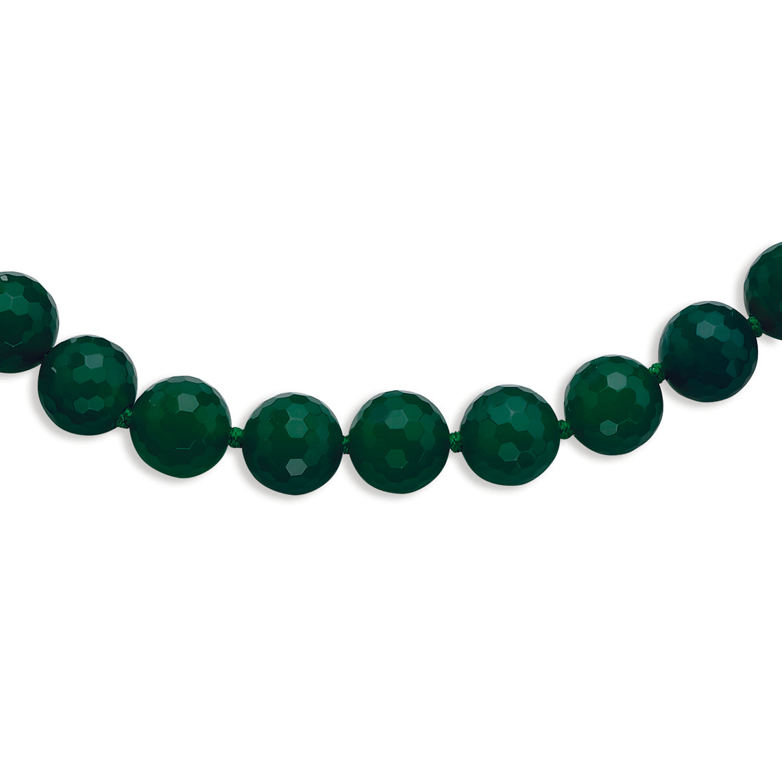 12-12.5mm Faceted Emerald Green Agate Necklace