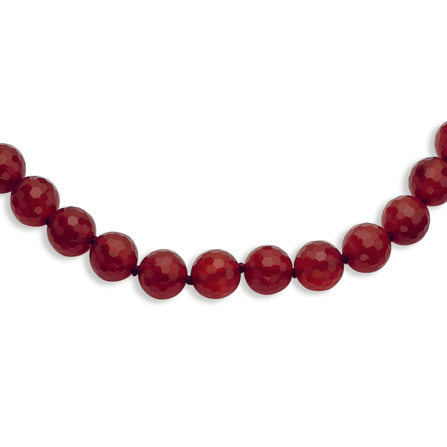 8-8.5mm Faceted Carnelian Necklace