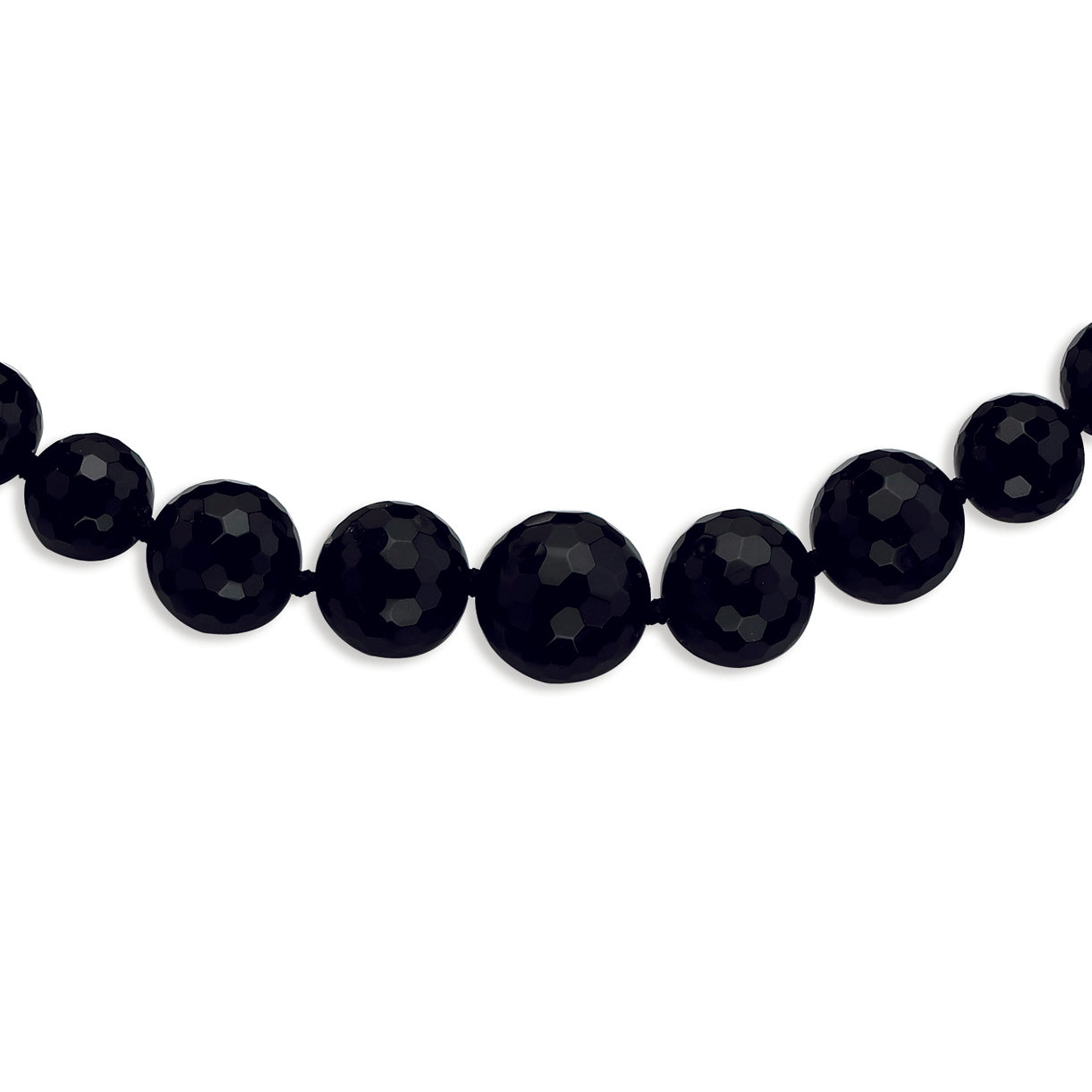 8-16mm Graduated Faceted Balck Agate Necklace