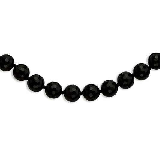 10-10.5mm Faceted Black Agate Necklace