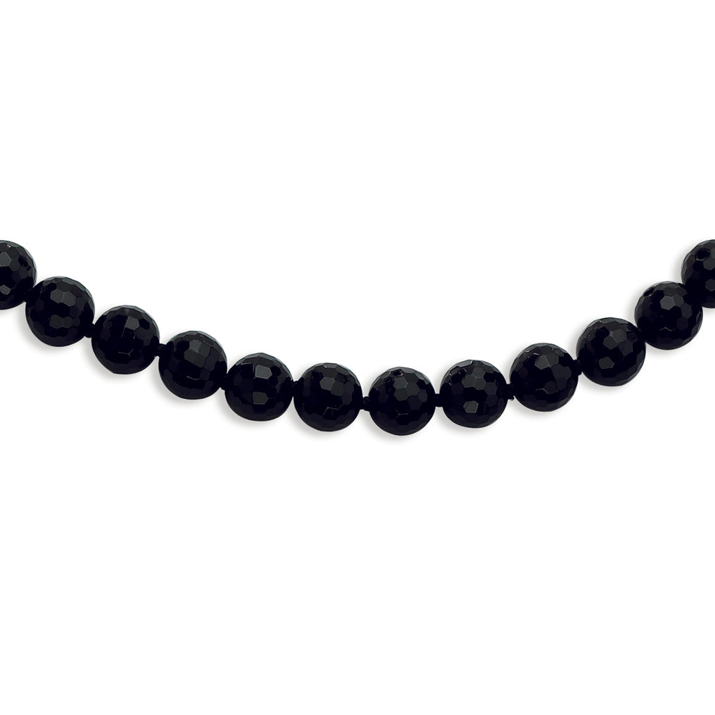 8-8.5mm Faceted Black Agate Necklace