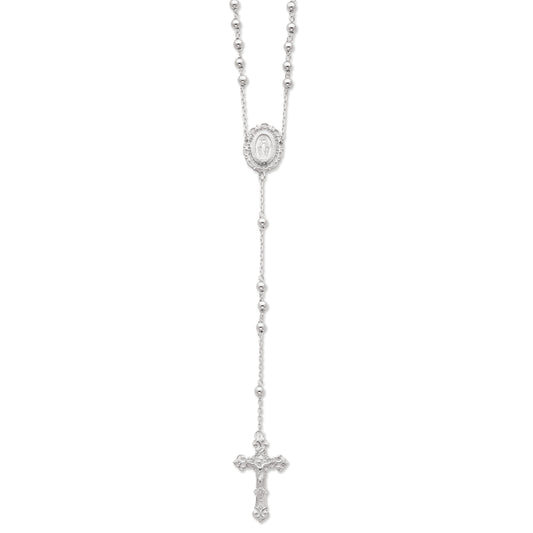 Sterling Silver Polished Rosary Necklace