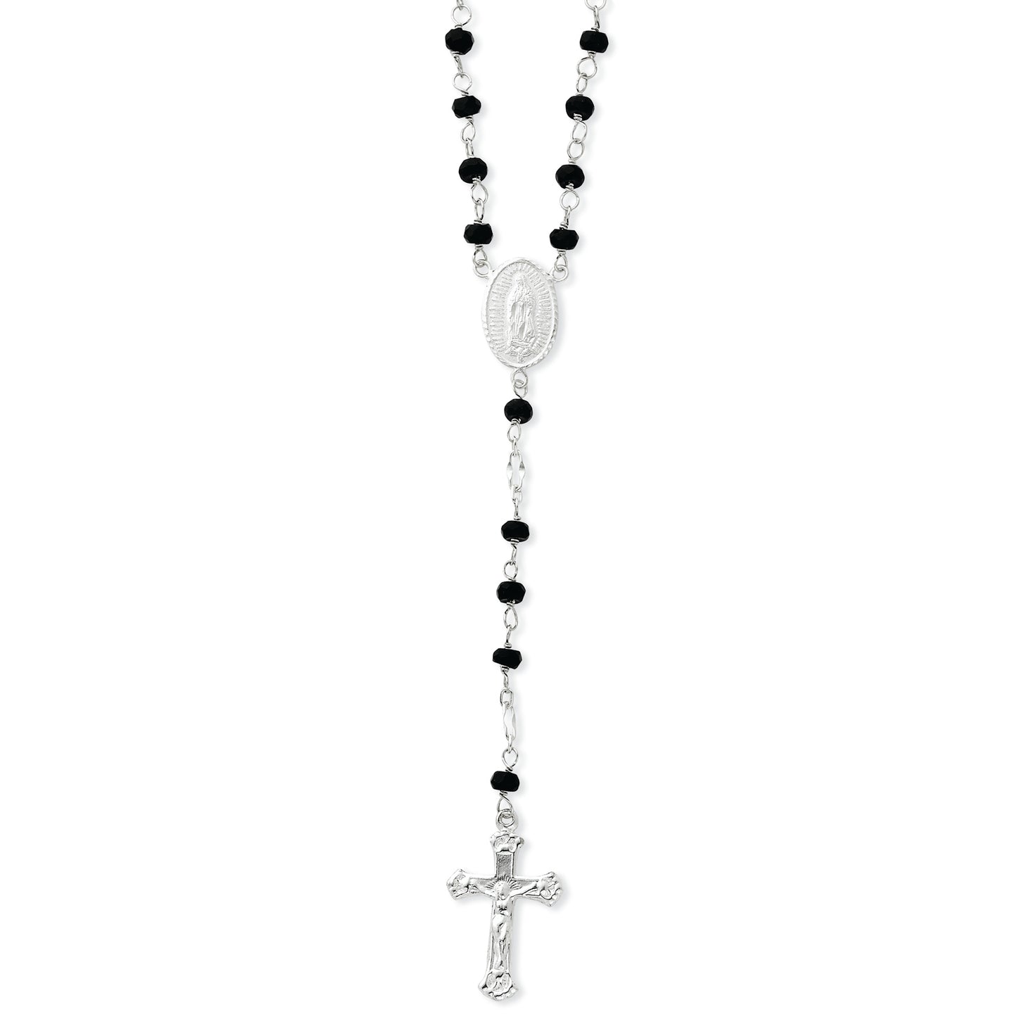 Sterling Silver Onyx Rosary Necklace