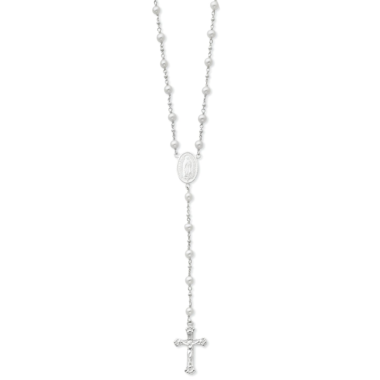 Sterling Silver Freshwater Cultured Pearl Rosary Necklace