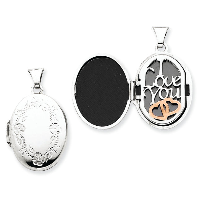 Sterling Silver Floral 21mm Oval Locket